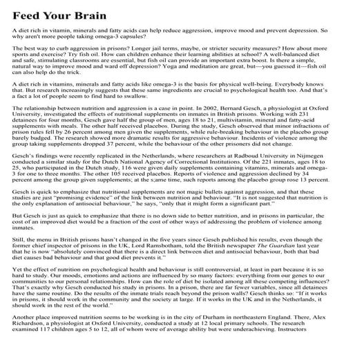 Feed Your Brain, Save Your Life