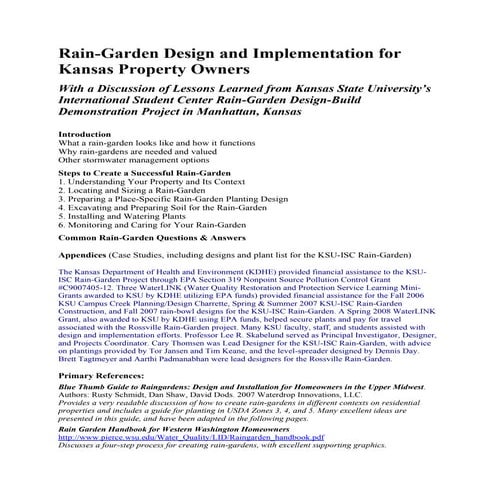 Kansas Rain Garden Design and Implementation Manual ~ Kansas State University