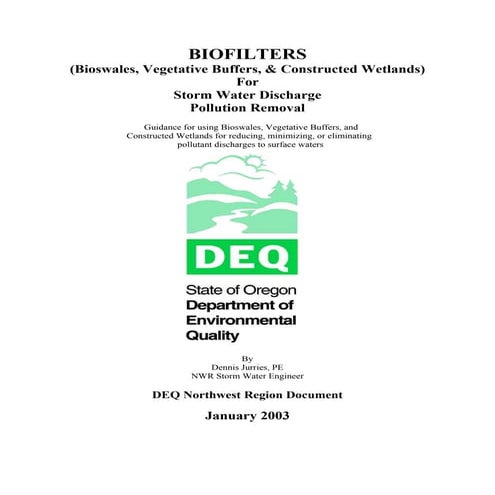 BioFilters for Pollution Removal from Storm Water - Manual 