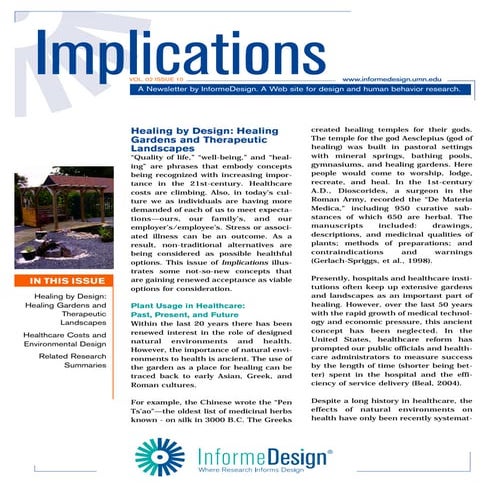 Healing by Design: Healing Gardens and Therapeutic Landscapes | PDF