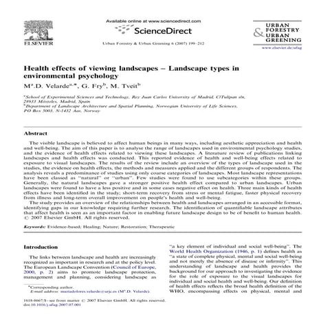 Health Effects of Viewing Landscapes - Landscape Types in Environmental Psych...