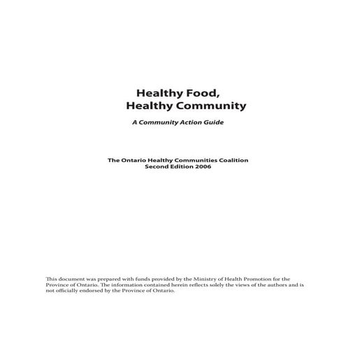 Healthy Food, Healthy Community: A Community Action Guide