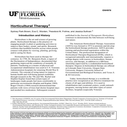 Horticultural Therapy ~ University of Florida