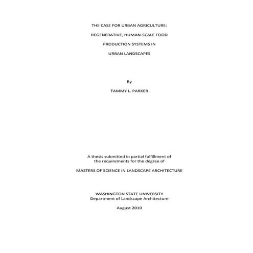 The Case for Urban Agriculture: Regenerative, Human Scale Food Production in ...
