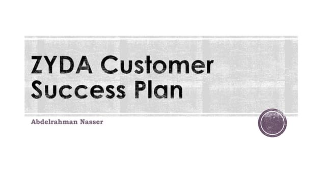 Zyda Customer Success Plan