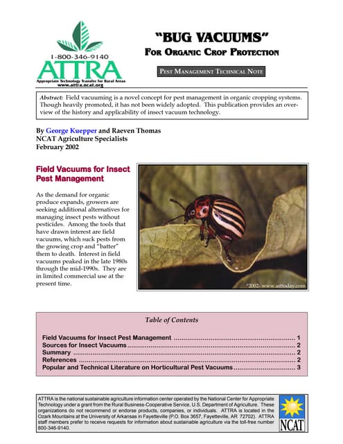 Bug Vacuums for Organic Crop Protection